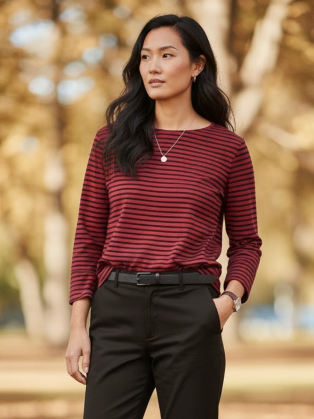 Ralph Lauren Shirt Top Sz 1X 16 18 Striped Red Black Coastal Old Money